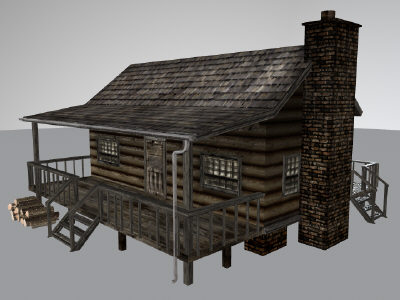 log cabin dock combo 3d obj - Log Cabin--Boat Dock GAME READY 360 View by Monkey Wrench